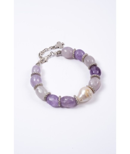 Ametrin Doğal Taş Bileklik – Gümüş Kaplama Detaylı 